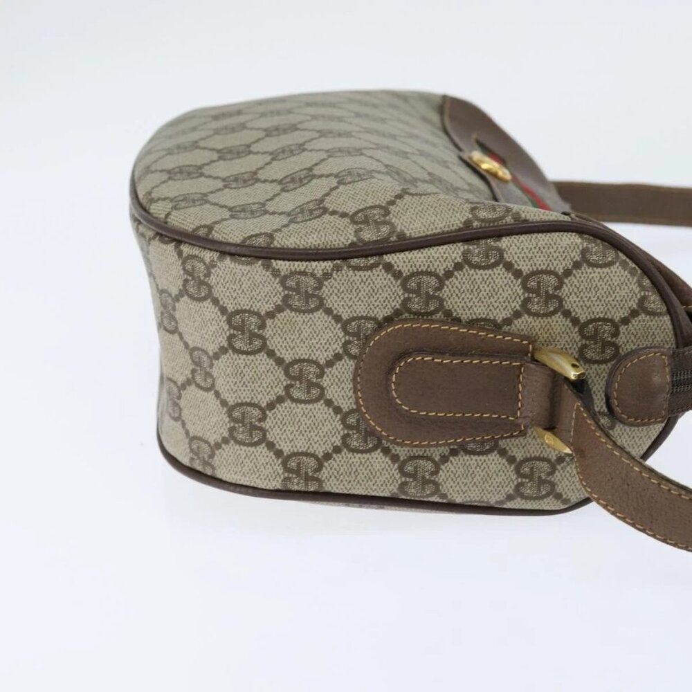 GUCCI GG Supreme Web Sherry Line Bag PVC Beige Gold 001 58 0918 Auth BA7459 - Picture 5 of 15